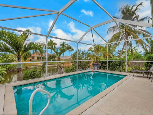 Waterfront Retreat in Northeast Cape Coral Three Bedroom with Private Pool